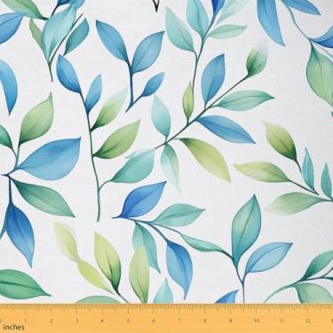 Imagem de Tecido de folhas por quintal, tecido rústico de estofamento, tecido decorativo de folhas tropicais para móveis de estofamento de sofá, artesanato e suprimentos de costura para crianças, meninas
