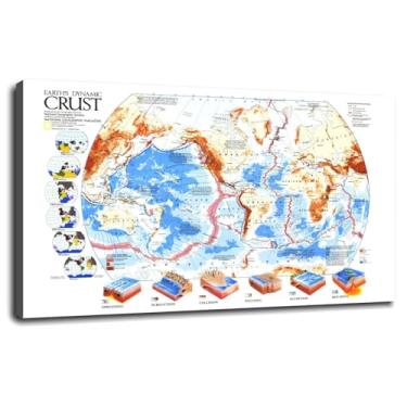 Imagem de Crust Earth Poster Dynamic Map Canvas Prints Wall Art For Home 1 painéis Decorações com moldura 33.0 cmx20.3 cm