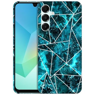 Imagem de GlamCase - Capa com suporte impresso em mármore geométrico azul-petróleo para A165G