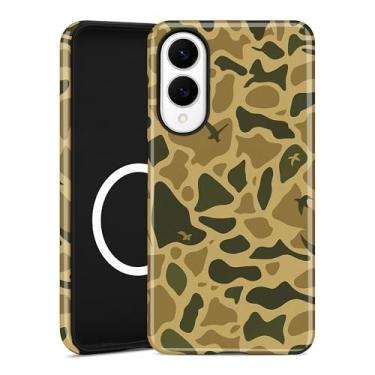 Imagem de Aitipy Capa de celular camuflada magnética para Samsung Galaxy S25 Edge, compatível com MagSafe, linda camuflagem verde e estética macia TPU e policarbonato rígido à prova de choque capa protetora