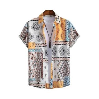 Imagem de Camisa Havaiana Masculina plus Size Com Estampa Digital 3D, Manga Curt