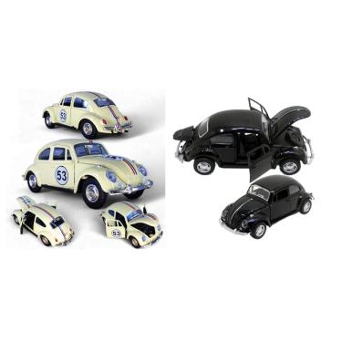 Imagem de Kit 2 Super Miniatura Carrinho Ferro Fusca 1957 Herbie Abre