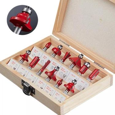 Imagem de   Jogo de Fresas para Tupia 8mm 15 Peças com Maleta em Madeira - KNaka