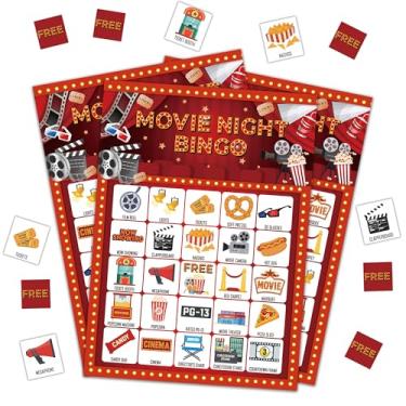 Imagem de DRWJPAT Movie Bingo Game，Happy Easter Party Games for Adults, Cute Bunny Bingo Game Cards for Large Group Family Friends Activities, Spring Holiday Party Decor Supplies, 01