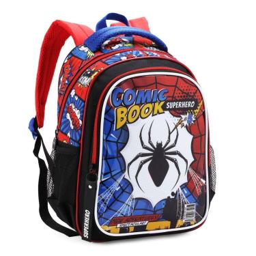 Imagem de Mochila Escolar Aranha Menino Bolsa Infantil Silver Spider-Masculino