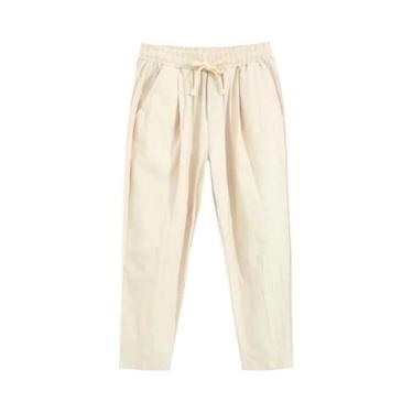 Imagem de Calça Masculina Casual Solta de Algodão e Linho - Respirável e Confort