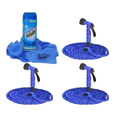 Imagem de Kit 3 Mangueiras Magica 15m Esguicho+tolha Magica