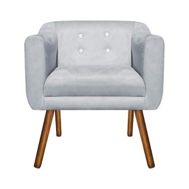 Imagem de Poltrona Sala Decorativa com Strass Julia Pé Palito Castanho Suede Cinza M11- D'Rossi