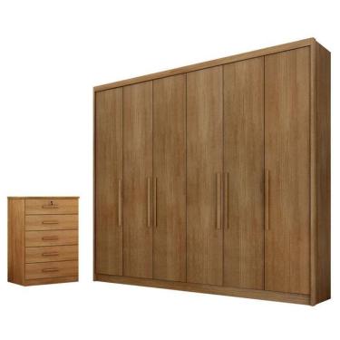 Imagem de Guarda Roupa Casal Bolonha E Gaveteiro Suiça Cumaru 23 - Novo Horizonte