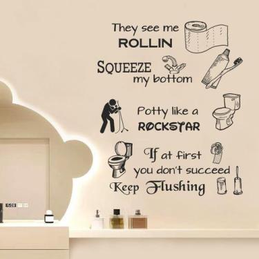 Imagem de Adesivos de parede Funny Bathroom PVC impermeável 30x90cm - yiweisai