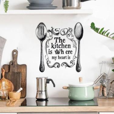 Imagem de Adesivos de parede Vintage Kitchen Quote Spoon Fork 30x40cm PVC - yiwe
