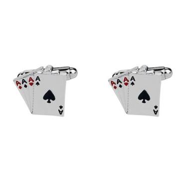 Imagem de Cufflinks, cartas de baralho, Poker Aces Design para homens - yiweisai