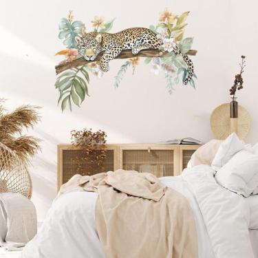 Imagem de Adesivos de parede Tropical Leopard PVC autoadesivos 30x90cm - yiweisa