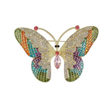 Imagem de Alfinetes de broche, borboleta colorida, strass, liga esmaltada - yiwe