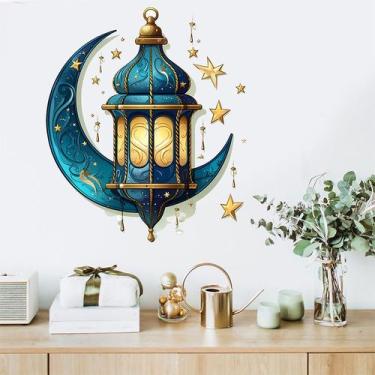 Imagem de Adesivos de parede Moon and Lantern Islamic Style 35x40cm PVC - yiweis