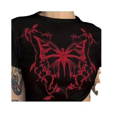 Imagem de Camiseta Feminina Vintage Com Estampa De Borboleta, Estilo Grunge, Gol
