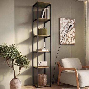 Imagem de Estante Vertical Industrial Mdf Paris Livro Freijó/Preto