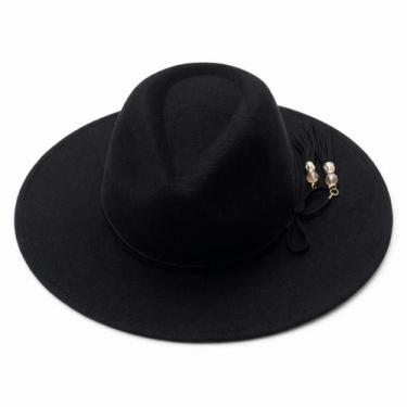 Imagem de Chapéu Fedora Unissex em Feltro Aba Média com Cordão Decorativo Estilo