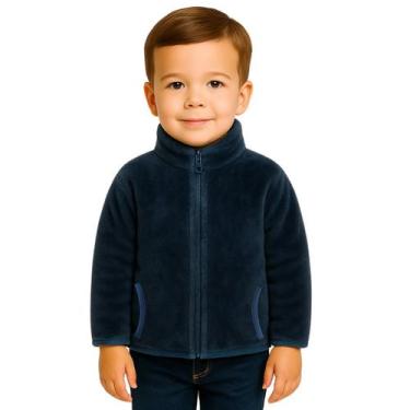 Imagem de Jaqueta Infantil Fleece Azul Marinho Pelúcia Aconchego Plush - anjo da