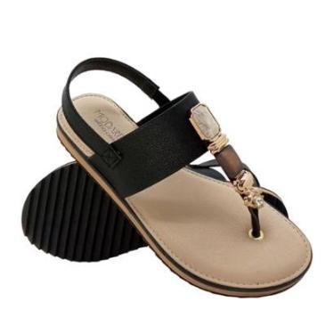 Imagem de Sandália De Dedo Rasteira Feminina Modare Com Pedrarias Ultraconforto 7141 120 Camel-Fe...