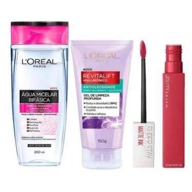 Imagem de L’Oréal Paris + Maybelline Kit - Água Micelar Bifásica + Gel de Limpeza Antioleosidade + Batom Líqui-Feminino