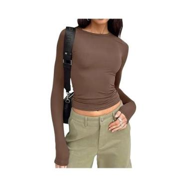 Imagem de Camiseta Feminina Slim Fit Manga Longa - Casual Básica Y2K Streetwear,