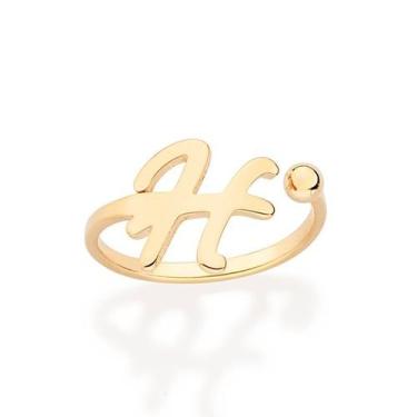 Imagem de Anel Rommanel Letra Ajustável Folheado a Ouro 513440, Dourado, 18