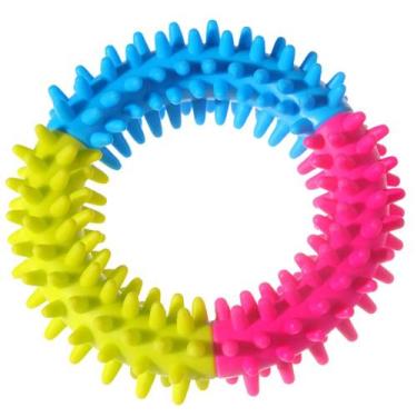 Imagem de Brinquedo Mordedor para Cachorro Arco de Borracha Colorido Massageador