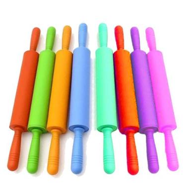 Imagem de Rolo Para Massas Silicone E Madeira 51x6,5cm - 123Útil, Azul