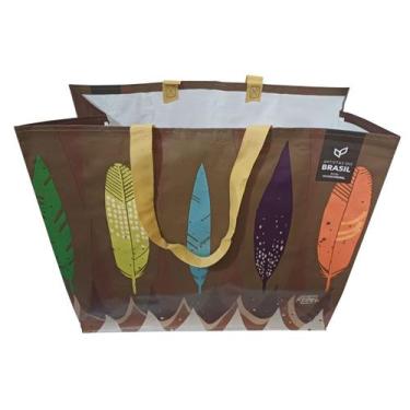 Imagem de 100 Sacolas Ráfia Grande Retornável 39x44x22cm Nativa B4u