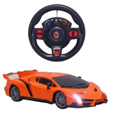 Imagem de Carro de Controle Remoto Super Car Laranja Com Luz Volante Esportivo -