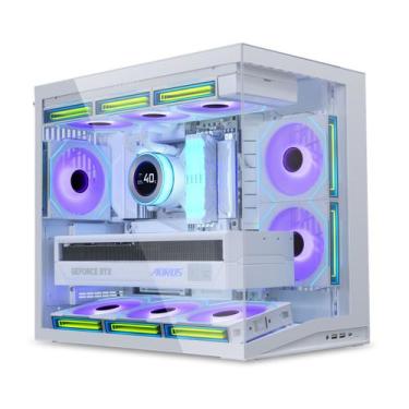 Imagem de Gabinete gamer sem fan sem fonte lian li o11 dynamic mini v2 branco - 
