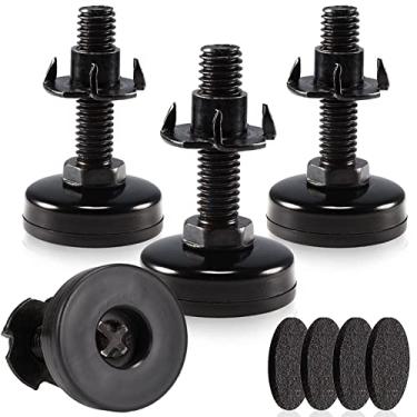 Imagem de Pés niveladores de móveis ajustáveis para móveis resistentes para armários, sofás, mesas, cadeiras elevatórias, suporte de 598 kg, kit de porcas em T, 16 fios (4 conjuntos, preto)