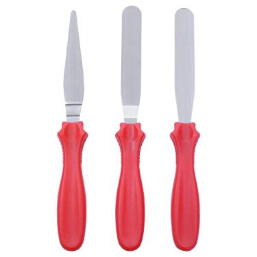Imagem de Mimo Style, Conjunto 03 de Espátulas para Confeitar de Aço Inox Vermelha