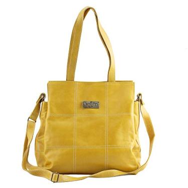 Imagem de Bolsa Betina Transversal Social em Couro (Mostarda)