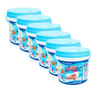 Imagem de Kit com 6 Baldes de Lenços Umedecidos Use It Infantil 400 Unidades Azul