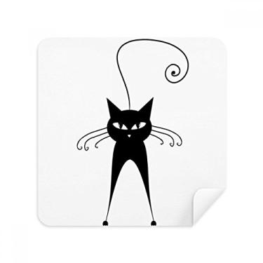 Imagem de Lindo gato preto amante animal arte contorno óculos pano limpador de tela tecido camurça pacote com 2