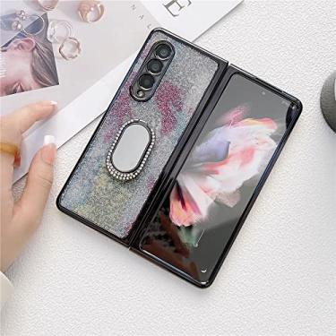 Imagem de Capa de telefone Glitter Diamond para Samsung Z Fold 3 5G com suporte de anel para Z Fold3 câmera traseira para Galaxy Z Fold 3 casos, b, para Z Fold 3