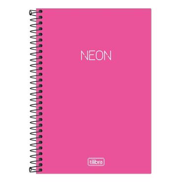 Imagem de Caderno espiral capa plástica sem pauta 1/4 - 80 folhas - Neon Pink - Tilibra