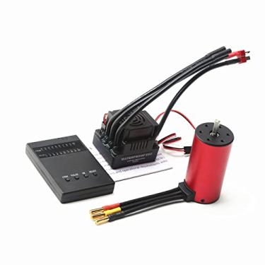 Imagem de LAURAG Motor sem escova S3670 2850KV Brushless Motor Motor Impermeável Sensorless e 120A Brushless ESC T Plug Substituição do Cartão de Programação para HSP HPI Traxxas 1/8 RC Car Truck