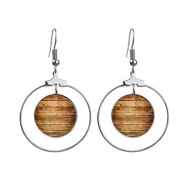 Imagem de Brincos com padrão de ilustração de listras de perfuração irregular, pingente de argola