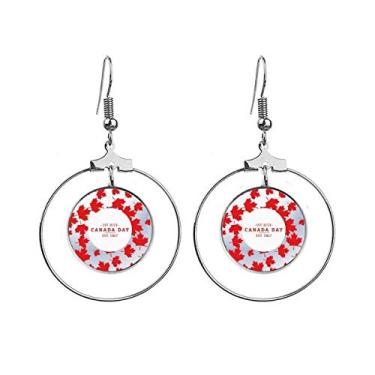 Imagem de Brincos de folha de bordo 4 de julho EST 1867 com argola pendente, joia circular