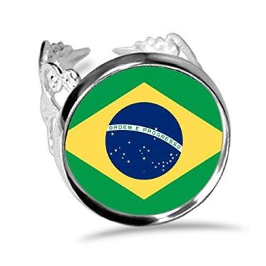 Imagem de DIYthinker Anel de noivado ajustável com bandeira nacional do Brasil América do Sul