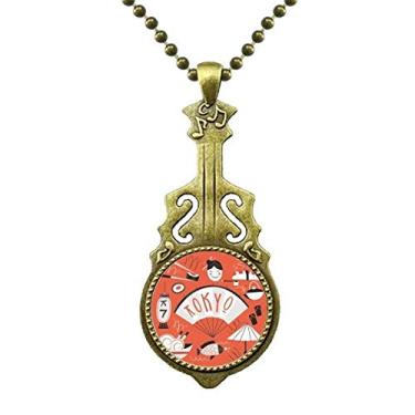 Imagem de DIYthinker Colar Japonês de Gueixa de Sushi Japão, Tóquio, Joia de Violão, Pingente de Música