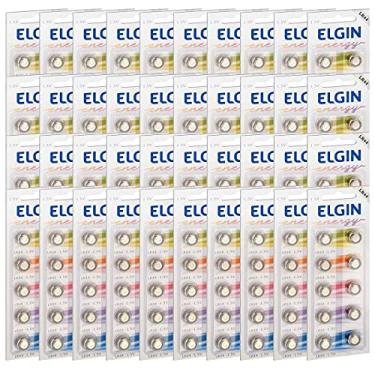 Imagem de 400 Pilhas Baterias LR44 A76 Ag13 Alcalina Elgin 40 Cartelas C/ 10 Unidades