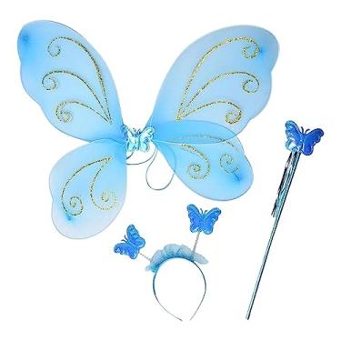 Imagem de rockible Conjunto de fantasia de para meninas fantasia de princesa bandolete de fantasia de asa de, Azul