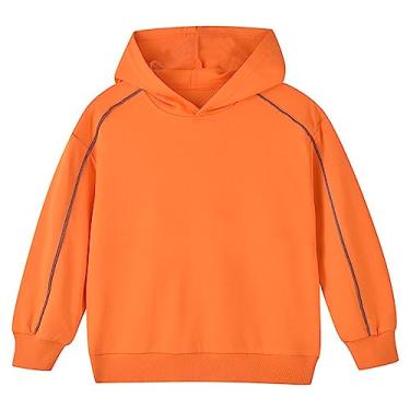 Imagem de Moletom com capuz de manga comprida escovado para meninos e meninas com capuz grosso e quente, Laranja, 3-4 Anos