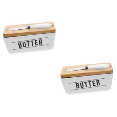 Imagem de ABOOFAN 2 Conjuntos caixa de manteiga utensilios para cozinha utensílios de cozinha suporte de manteiga de recipiente de queijo fatiador de queijo porta manteiga Manteigueira com tampa