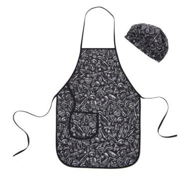 Imagem de Avental com Touca Cozinheiro Preto e Branco - Recanto da Costura