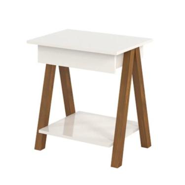 Imagem de Mesa de Cabeceira com 1 Gaveta Gardenia Amadeirado Off White - Mais de